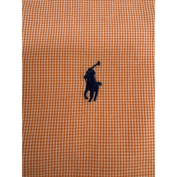 Ralph Lauren Blake Long Sleeve Button Down Shirt Mens Sz L Gingham Check Orange - Picture 2 of 8